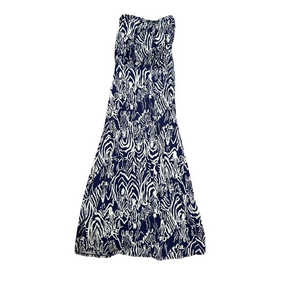 Lilly Pulitzer Morada Strapless Maxi Dress Women’s S Bright Navy Entourage Rayon - Picture 3 of 11